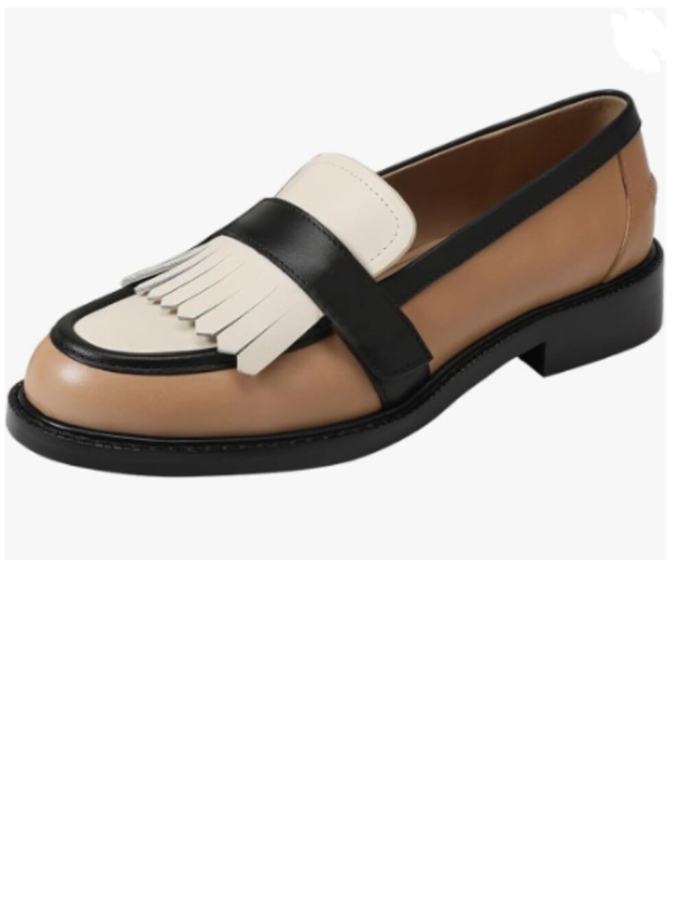 FOWT Brown Round Toe Platform Penny Loafers Slip on Tassel Pumps Contrast Shoes